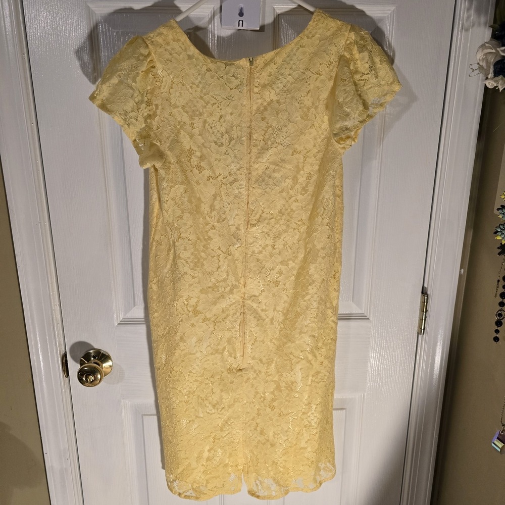 Children's Place Yellow Floral Lace Shift Dress Short Sleeve Sun Valley S/P NWT - Picture 3 of 5